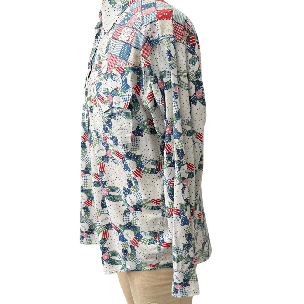 Vintage Chipie Westerner Quilted Patchwork Print Shirt Mens Long Sleeve Snap - Picture 4 of 8